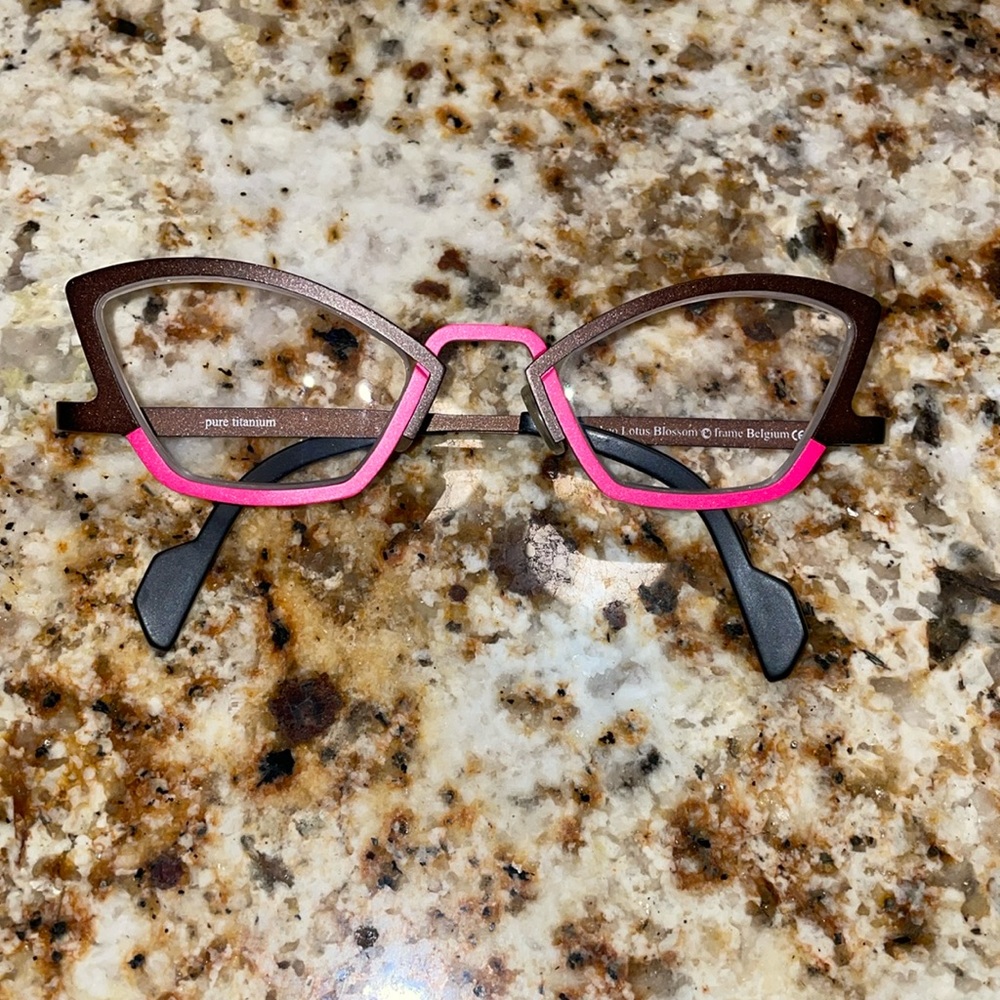 Theo Lotus Blossom 354 Eyeglass Frames Pink/Brown
